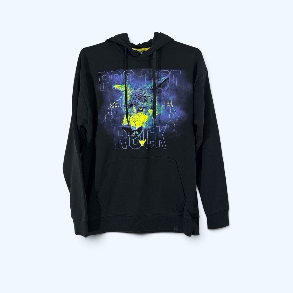 Project Rock $90 Wolf Black Hoodie Under Armour MENS MEDIUM